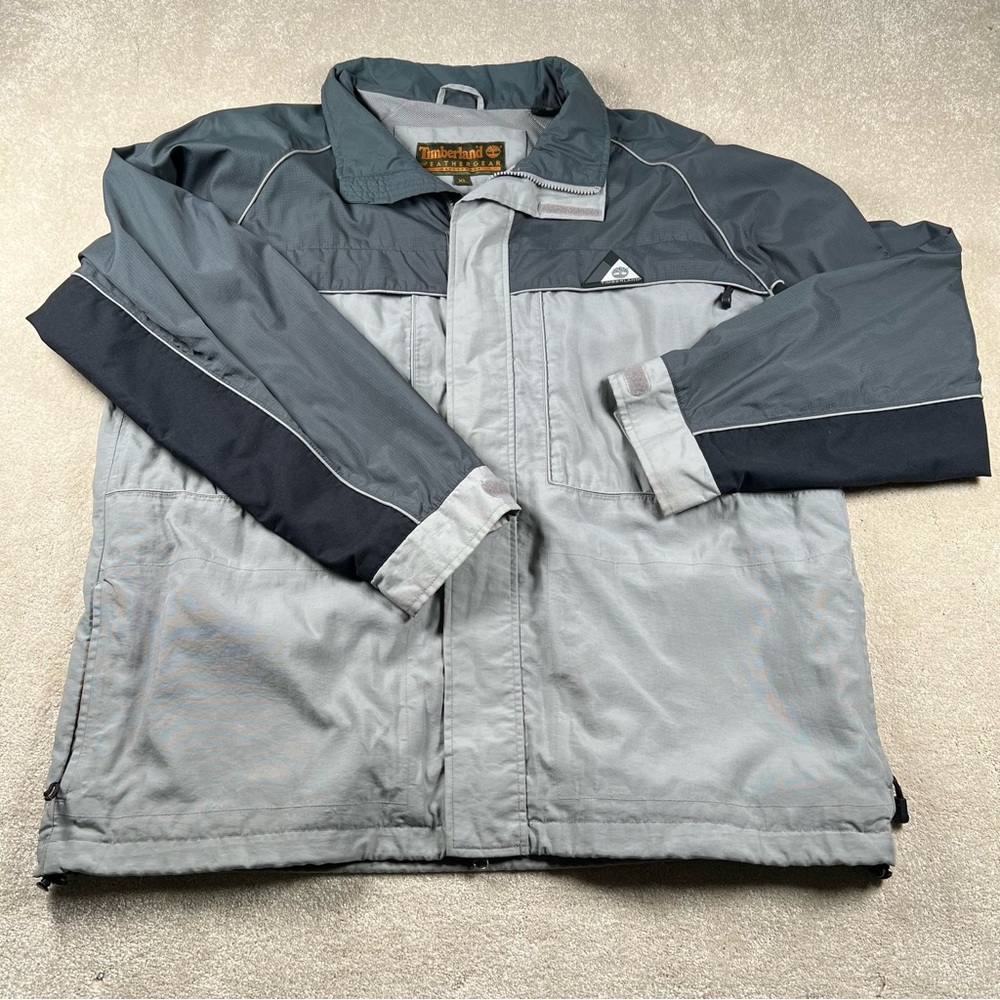 Timberland Jacket Weathergear Lightweight Zip Snap‎ Grey Front Pockets Men's XL